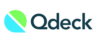 Qdeck logo with green and blue circular design
