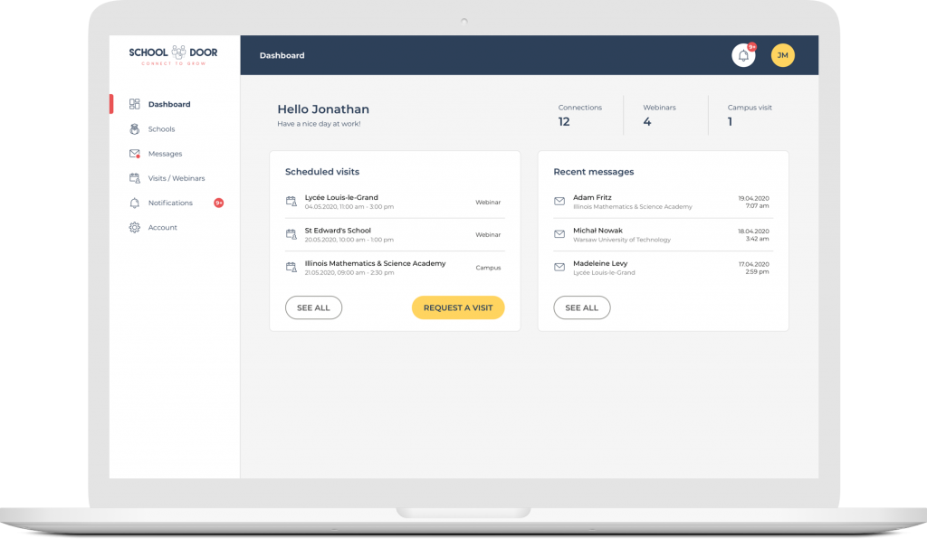 SchoolDoor EdTech app dashboard